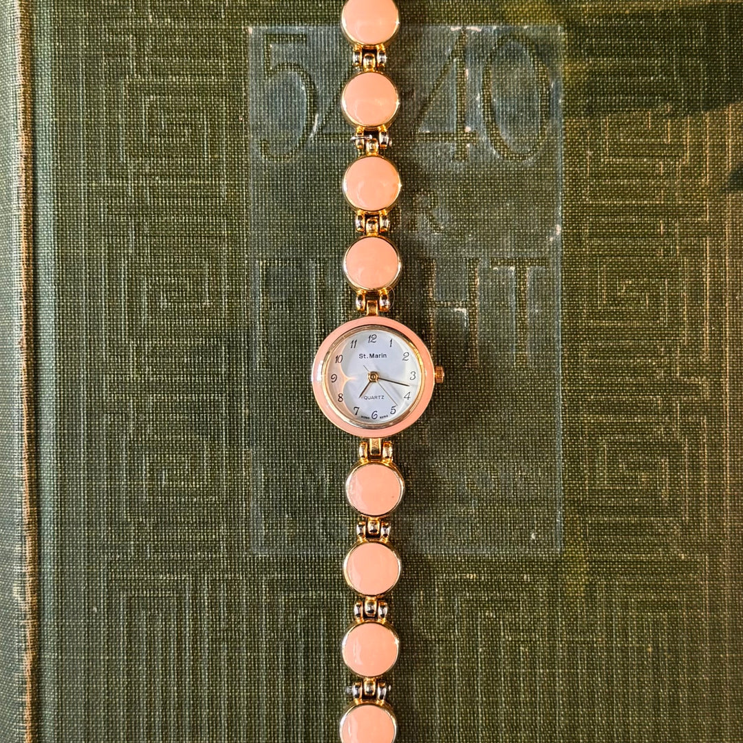 Gold Watch with Pink Accents