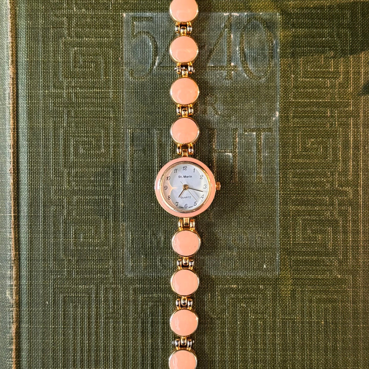 Gold Watch with Pink Accents