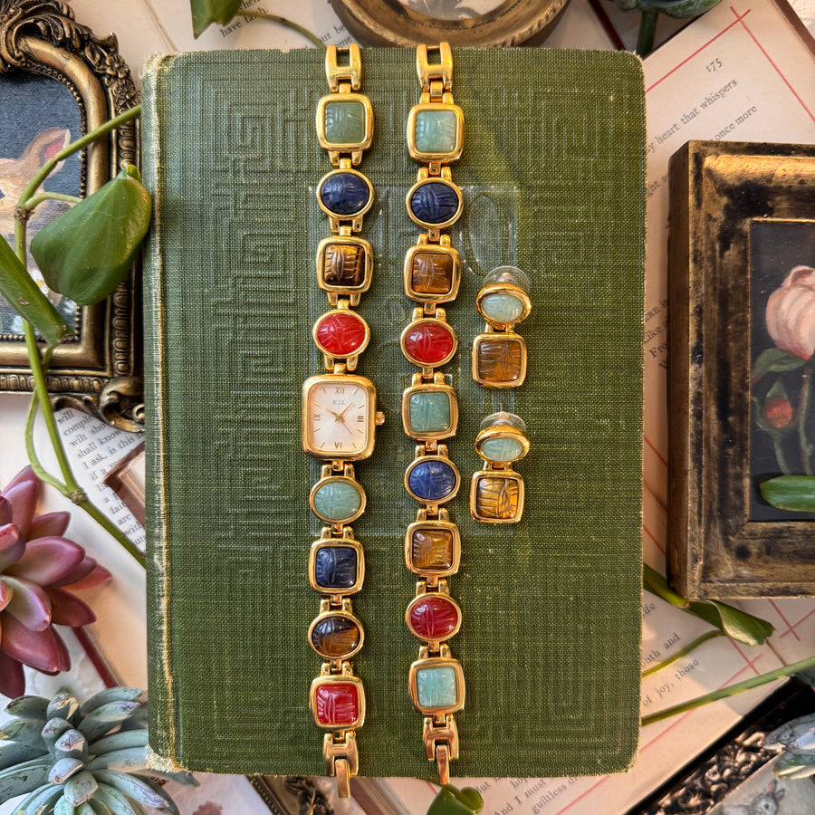 Rare Gold Kenneth Jay Lane Scarab Set1