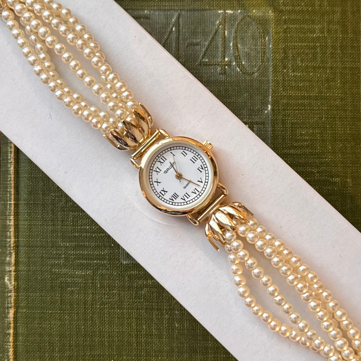 Gold Pearl String Watch