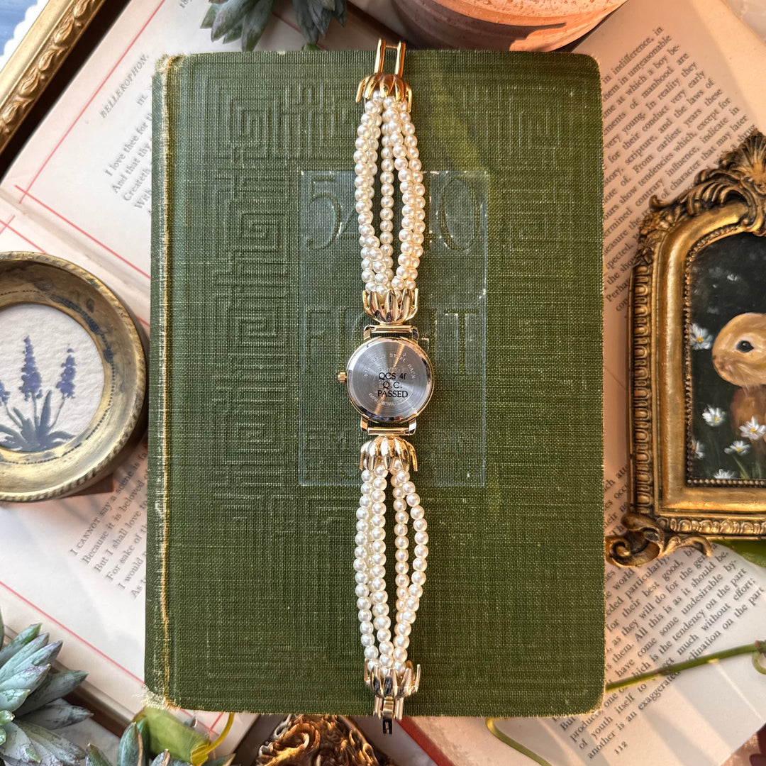 Gold Pearl String Watch