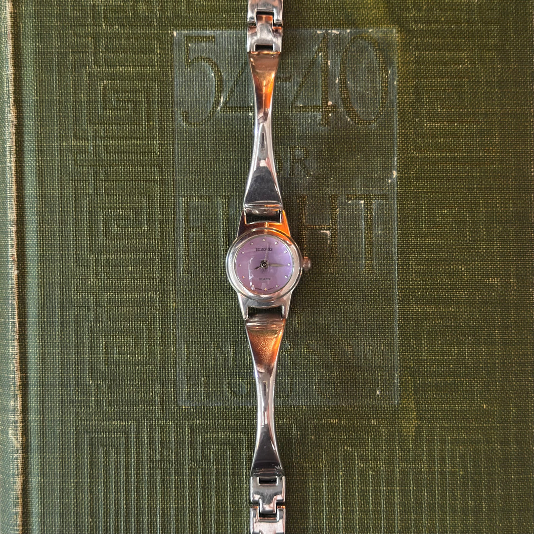 Silver Watch with Purple Face