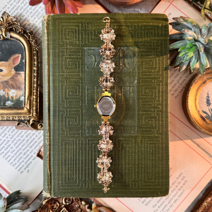 Gold Red Flower Watch