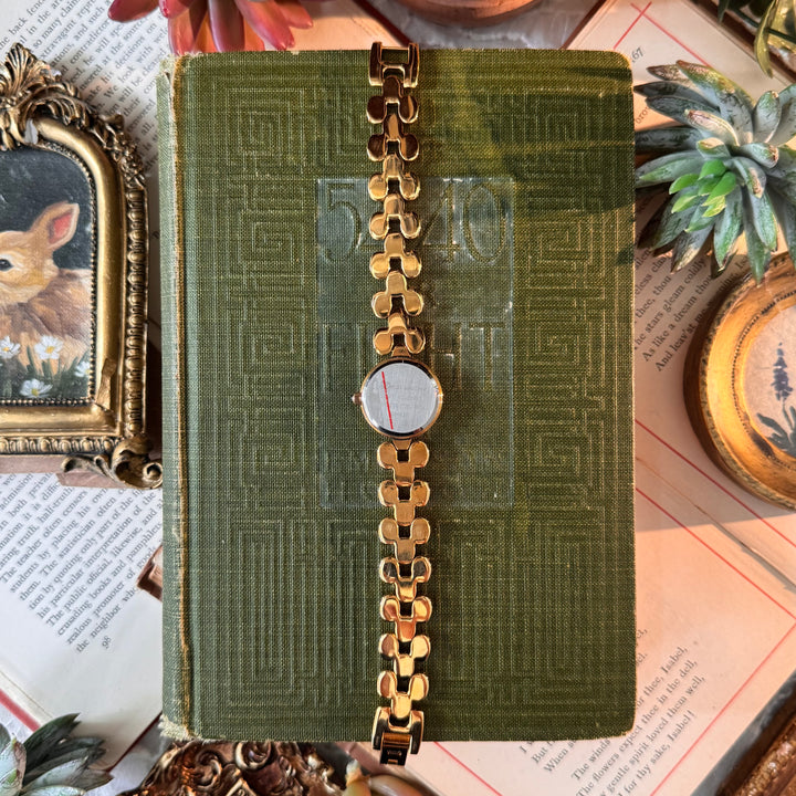 Gold Watch with Red Stones