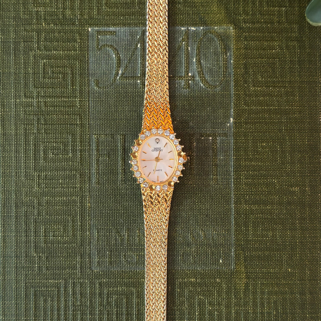 Gold Watch with Rhinestones
