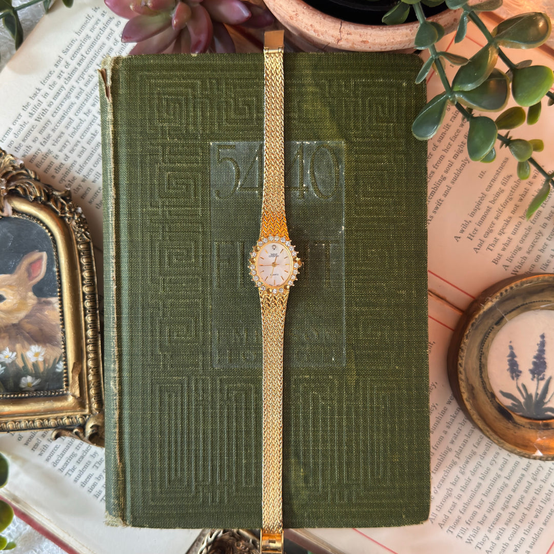 Gold Watch with Rhinestones
