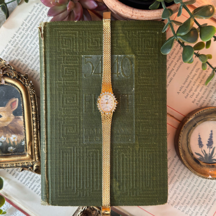Gold Watch with Rhinestones