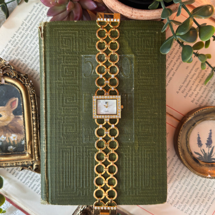 Gold Watch with Rhinestones