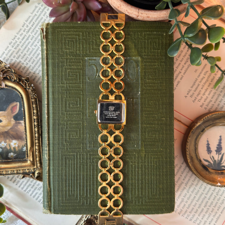 Gold Watch with Rhinestones