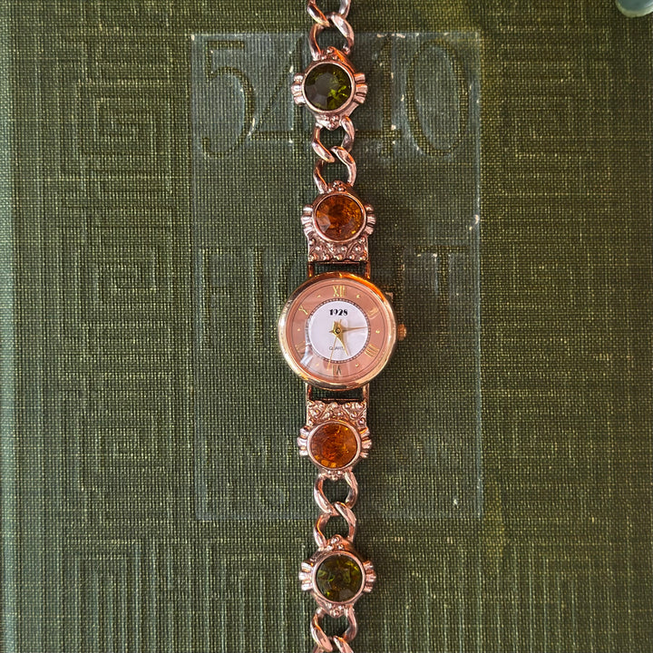 Rose Gold Watch with Multicolored Rhinestones