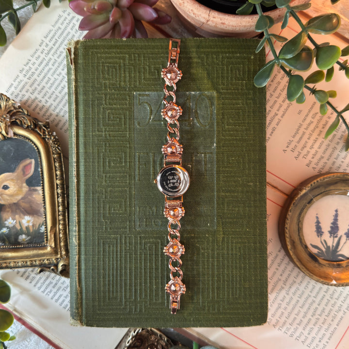 Rose Gold Watch with Multicolored Rhinestones