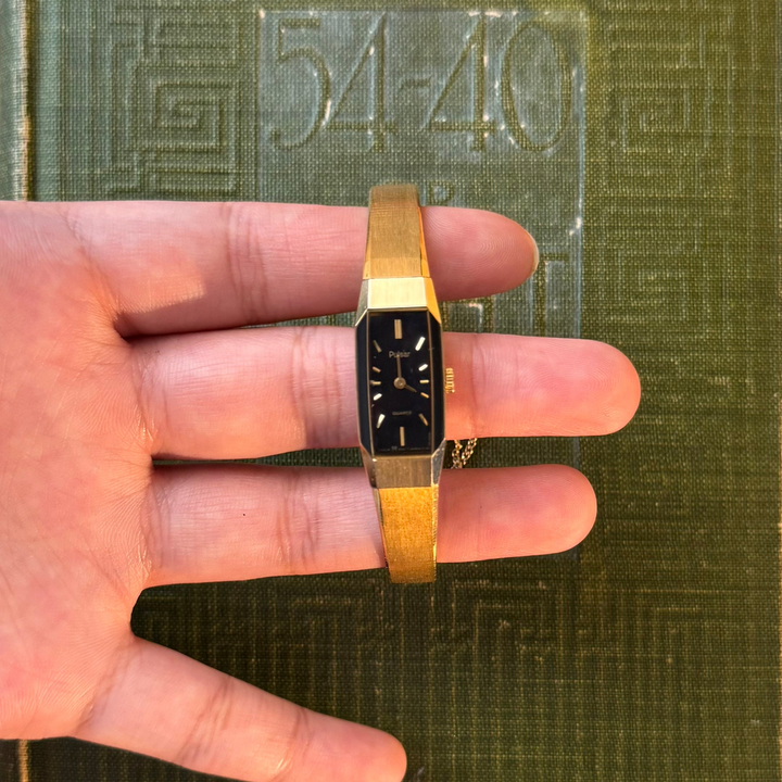 Gold Watch with Black Face
