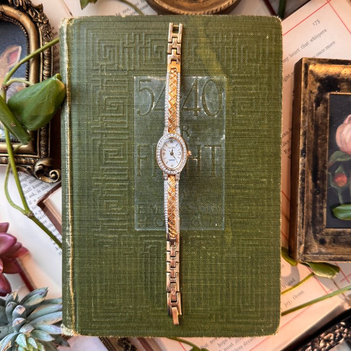 Two Tone Watch with Rhinestones