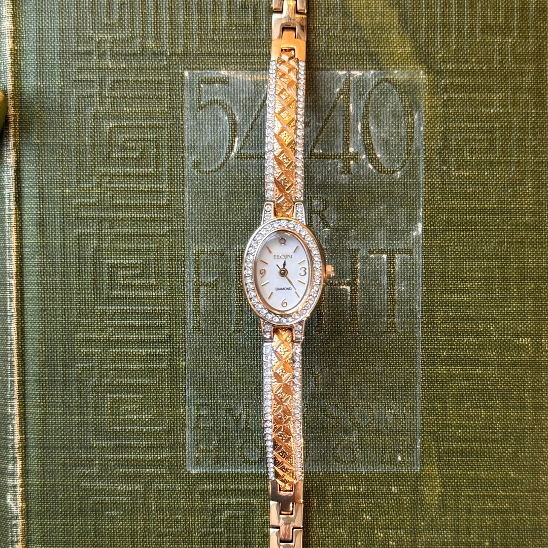 Two Tone Watch with Rhinestones