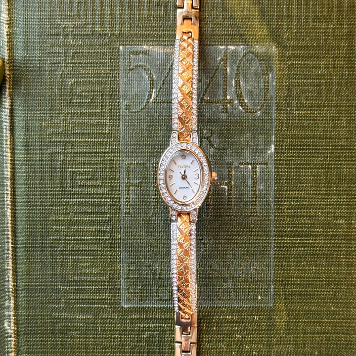 Two Tone Watch with Rhinestones