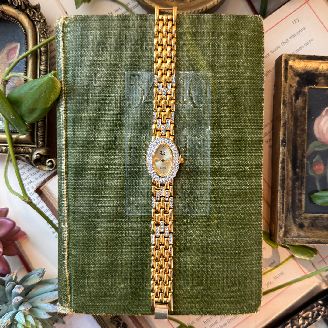 Gold Watch with Rhinestones