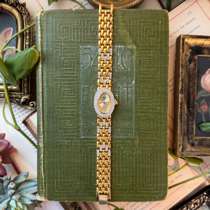 Gold Watch with Rhinestones