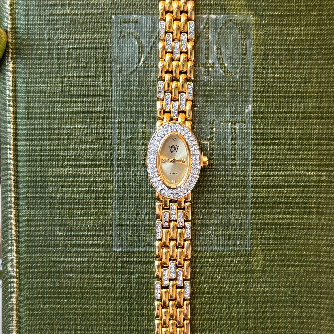 Gold Watch with Rhinestones