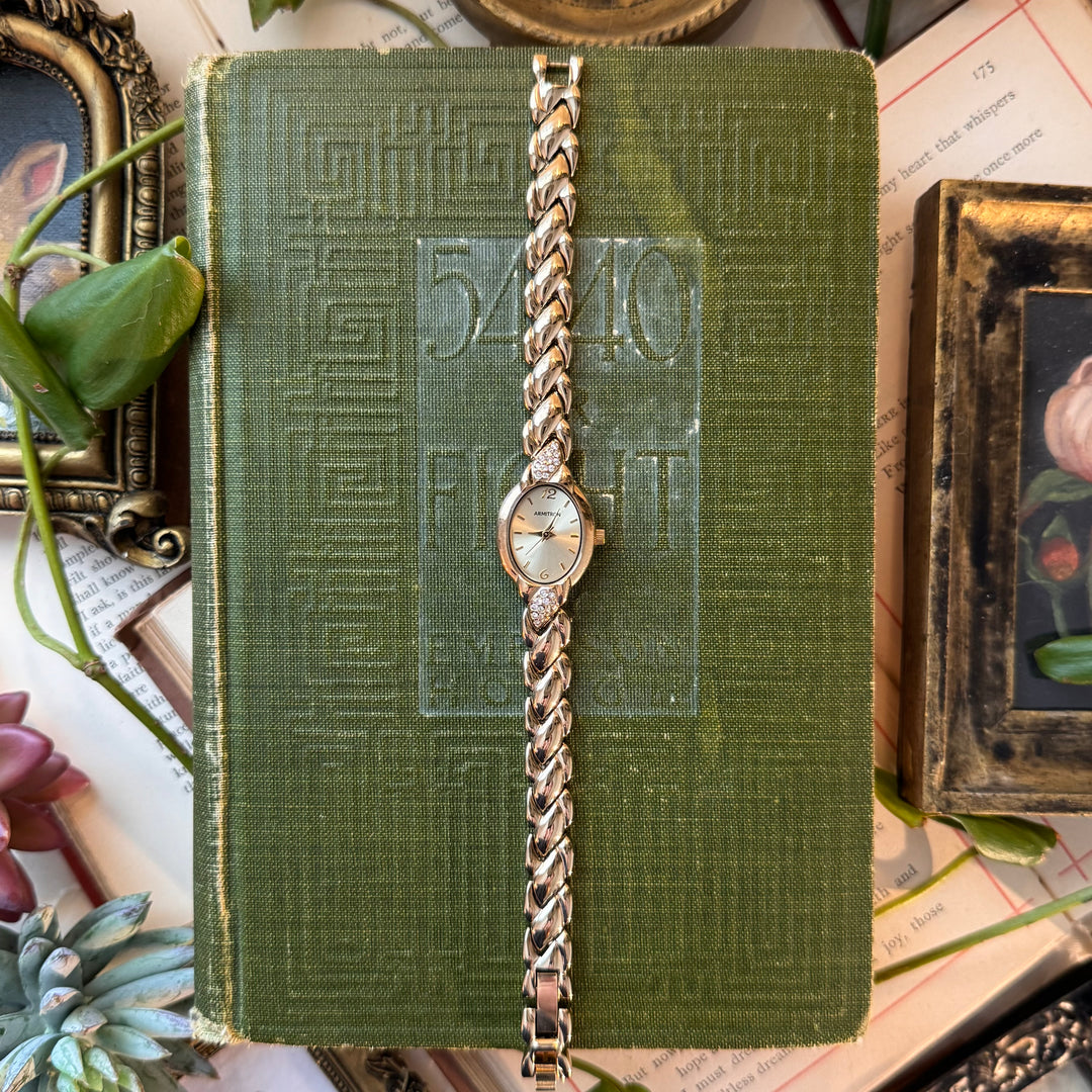 Gold Watch with Rhinestones