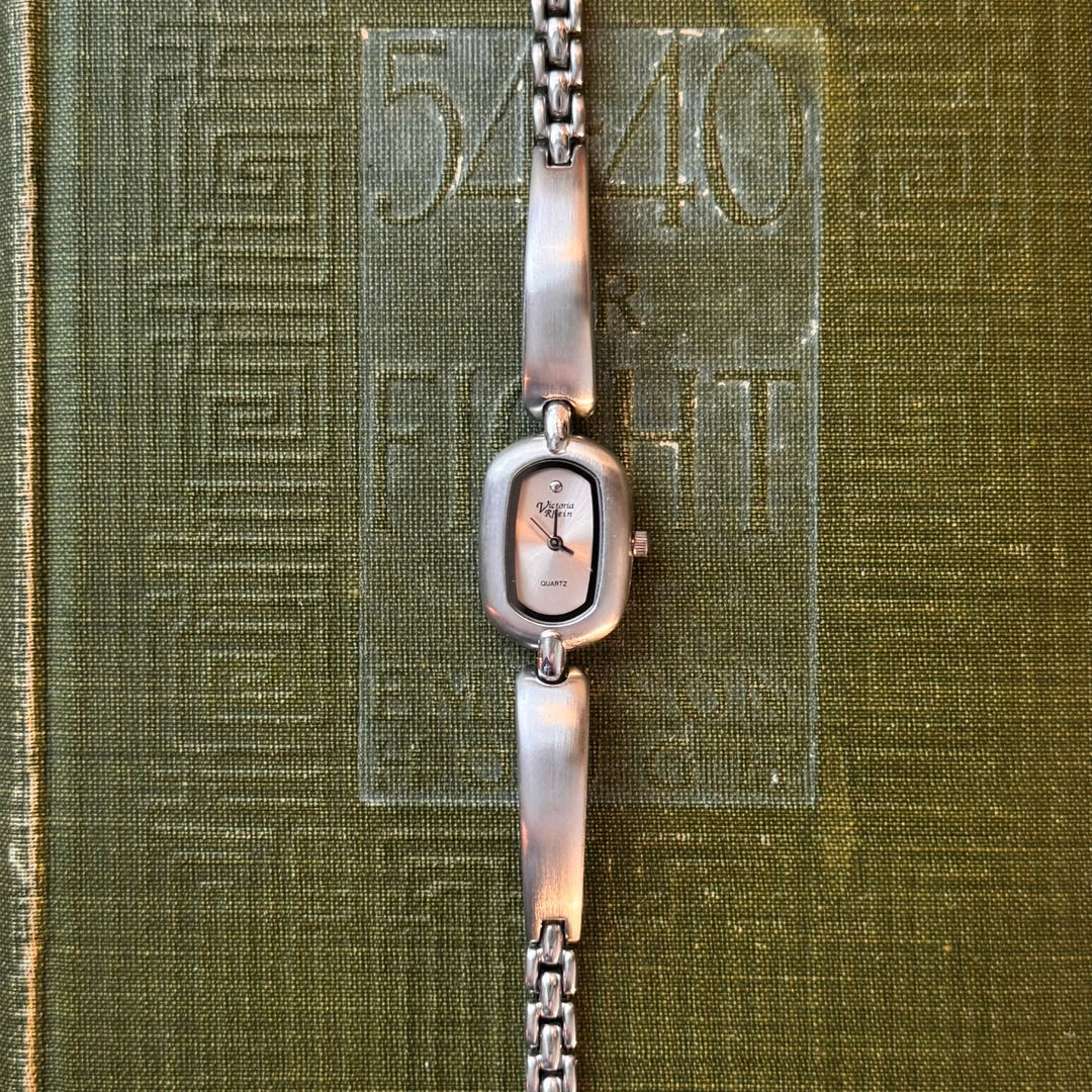 Silver Watch with Pink Face