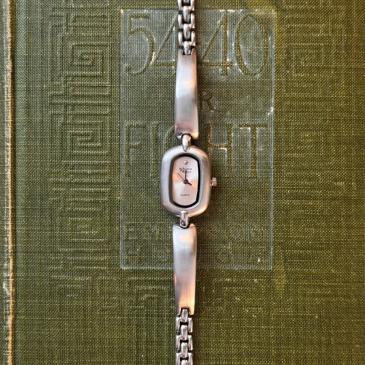 Silver Watch with Pink Face