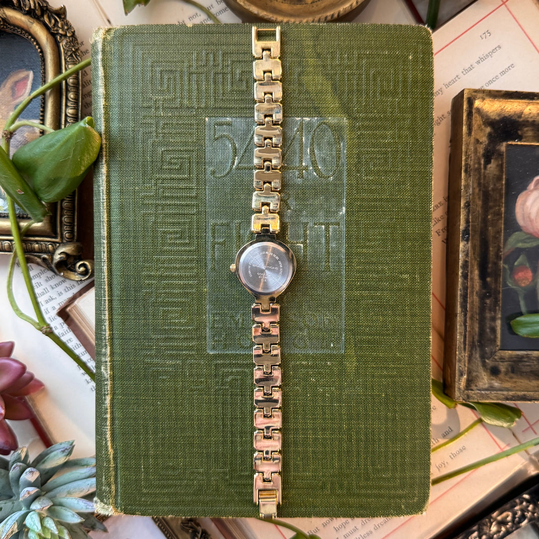 Gold Heart Watch with Rhinestones