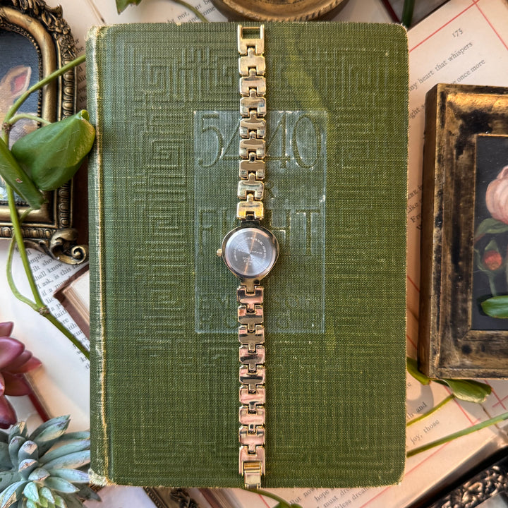 Gold Heart Watch with Rhinestones