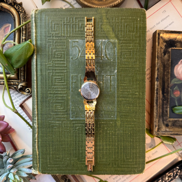 Gold Heart Watch with Rhinestones
