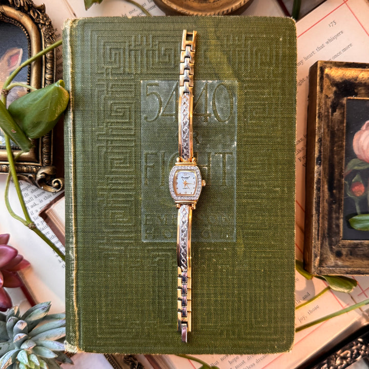 Two Tone Watch with Rhinestones