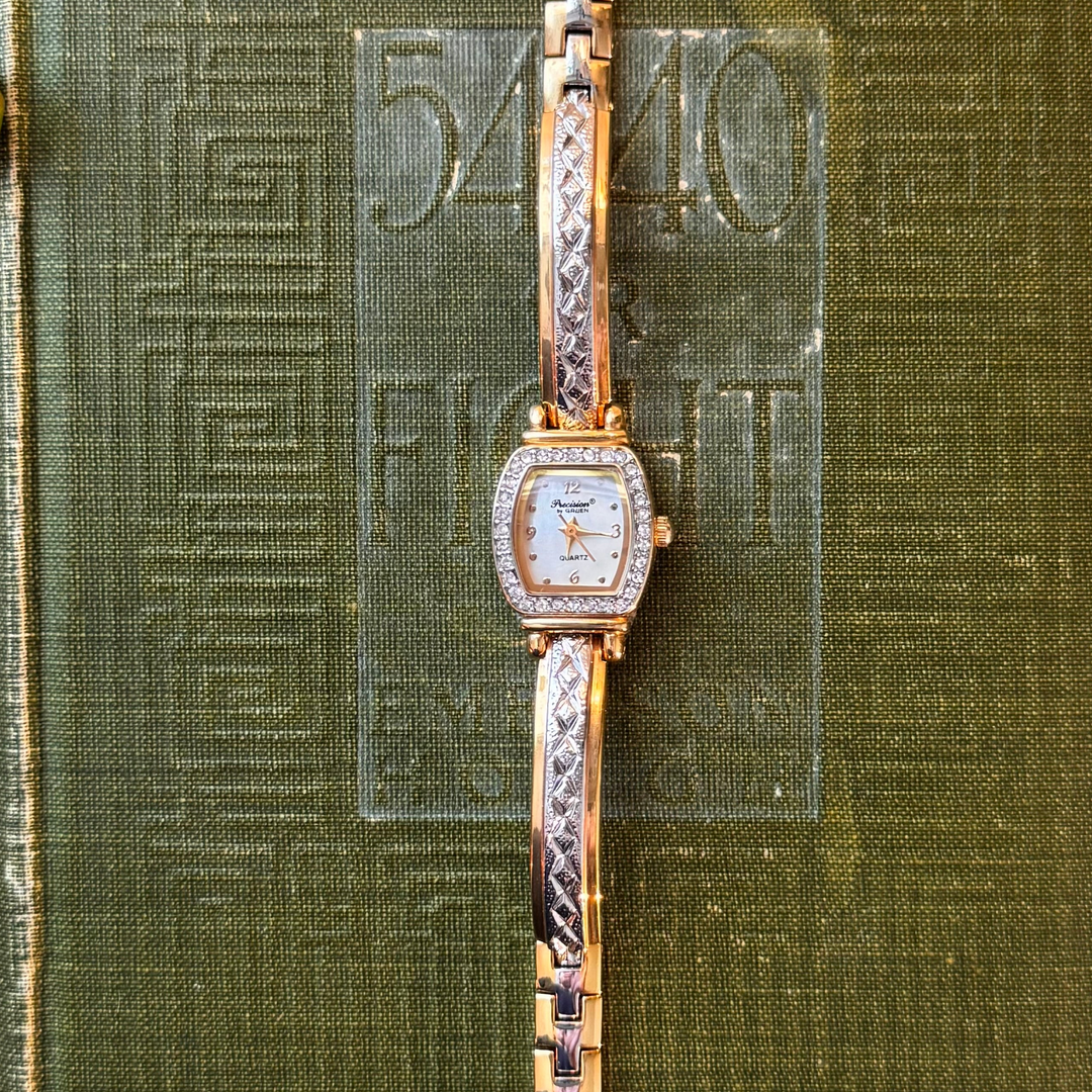 Two Tone Watch with Rhinestones
