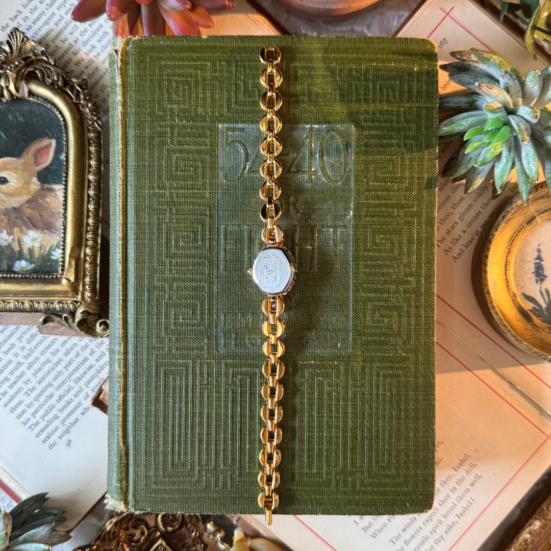 Two Tone Watch with Genuine Purple Stone