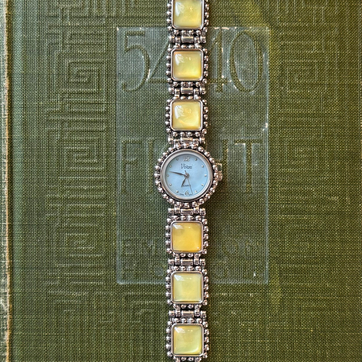 Silver Watch with Green Accents