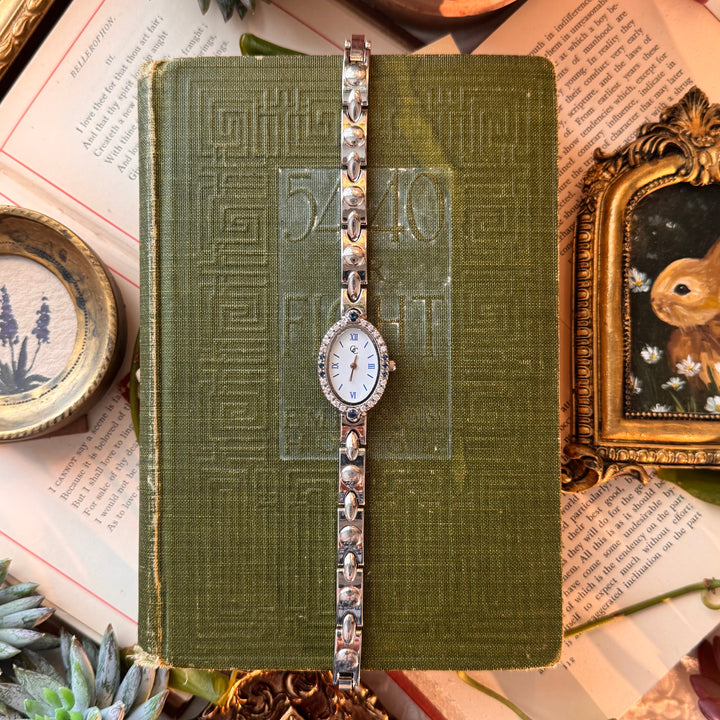 Silver Watch with Multicolored Rhinestones
