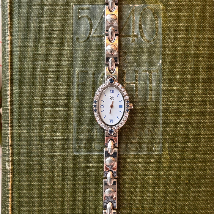 Silver Watch with Multicolored Rhinestones