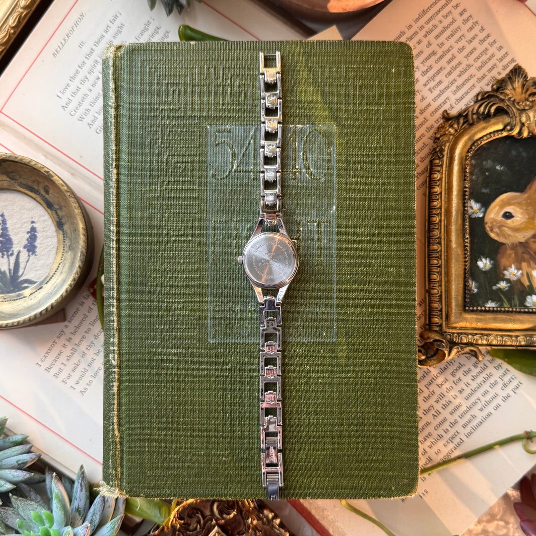 Silver Watch with Pink Face