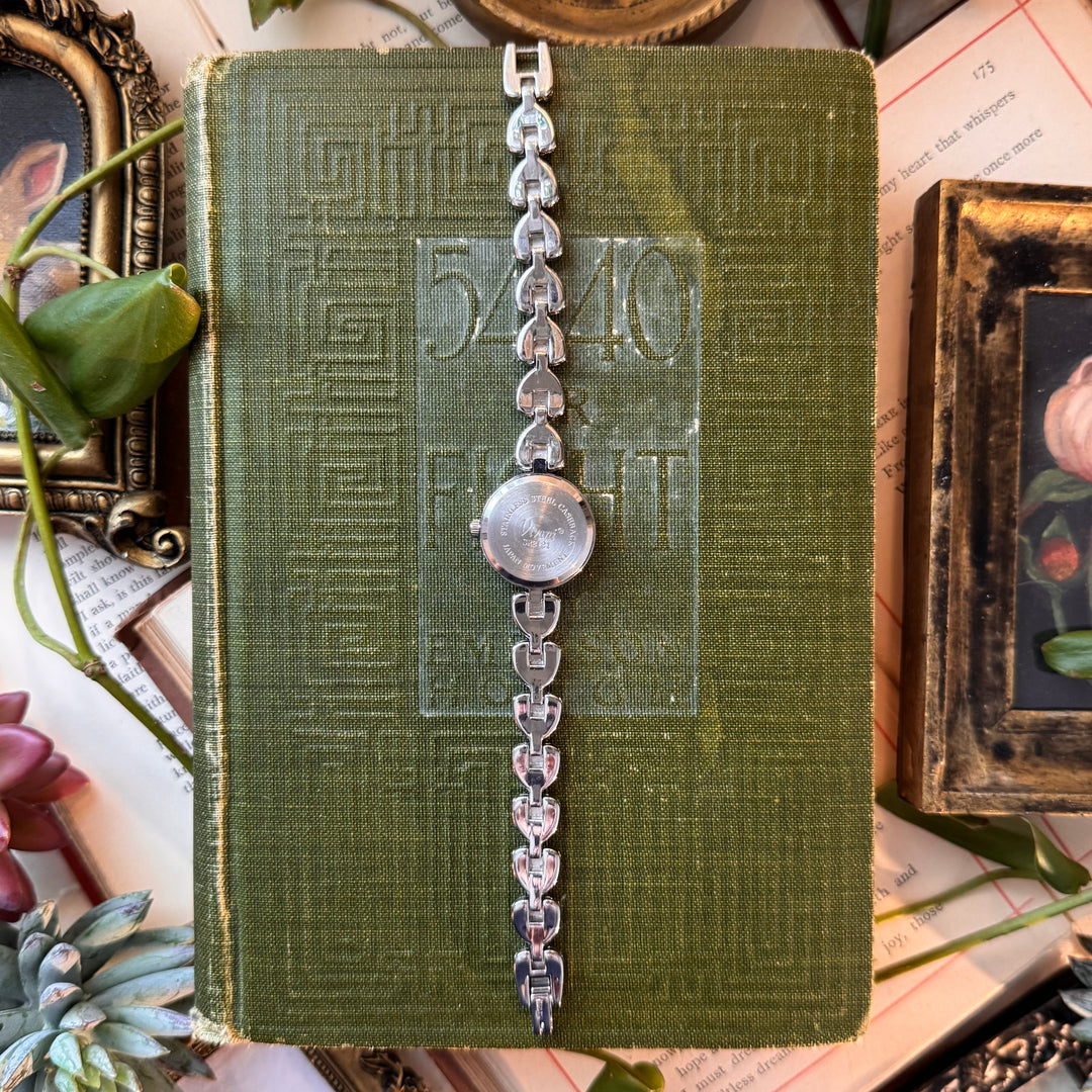 Silver Heart Watch with Rhinestones