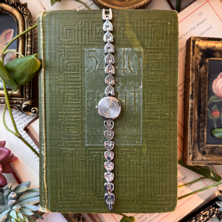 Silver Heart Watch with Rhinestones