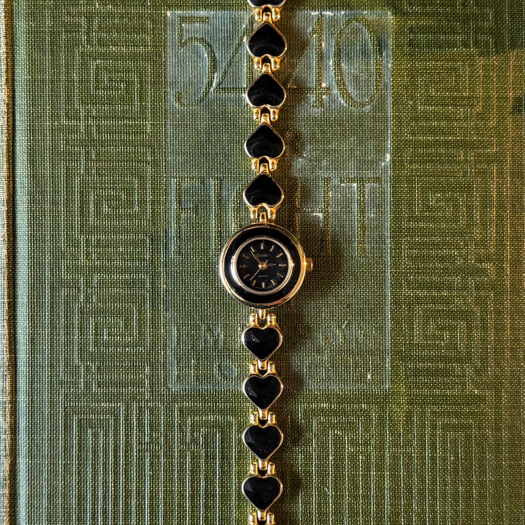 Gold Black Heart Watch