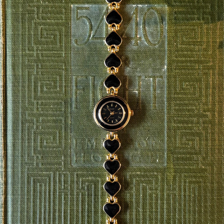 Gold Black Heart Watch