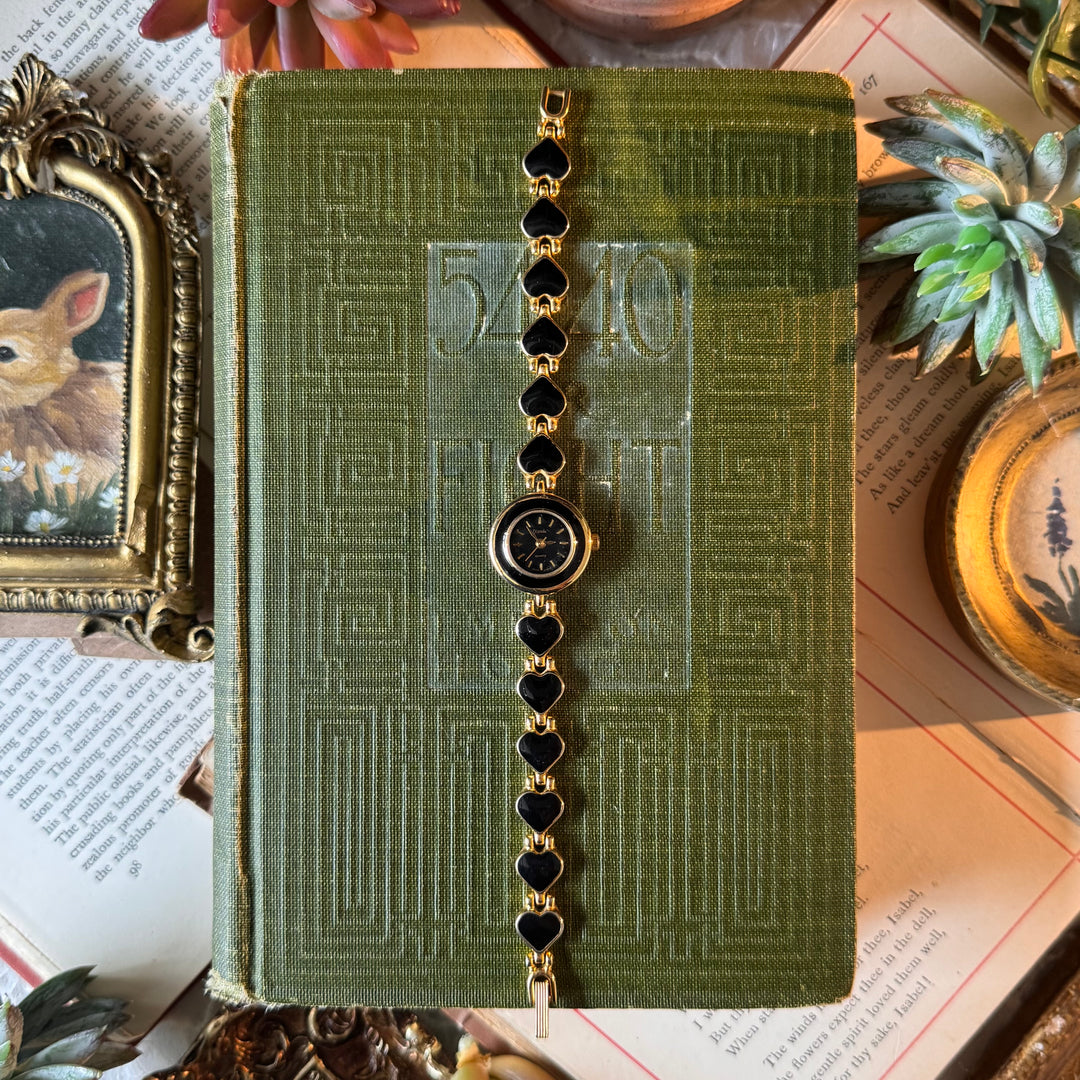 Gold Black Heart Watch