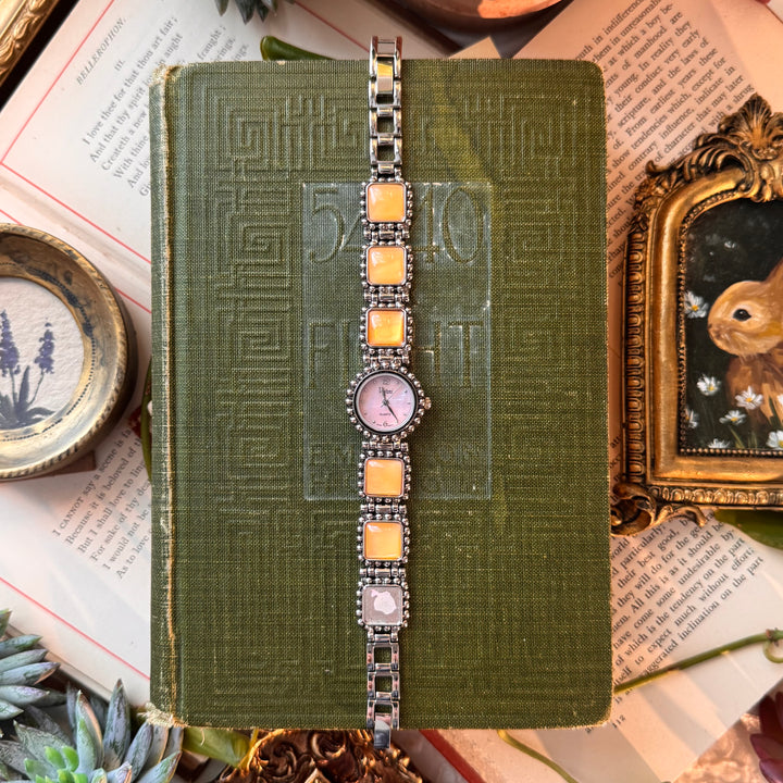 Silver Watch with Pink Accents