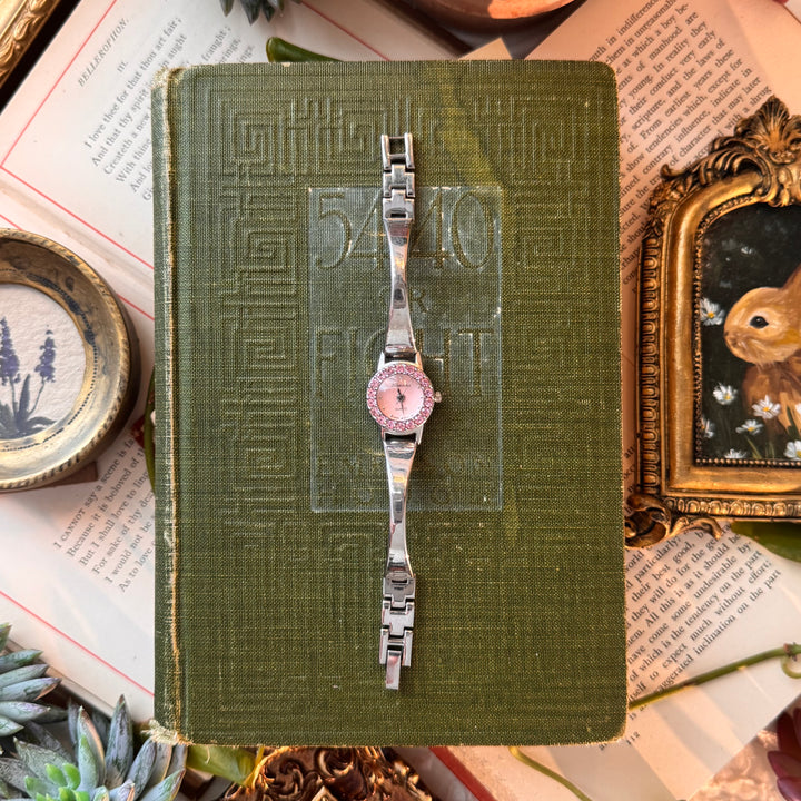 Silver Watch with Pink Accents