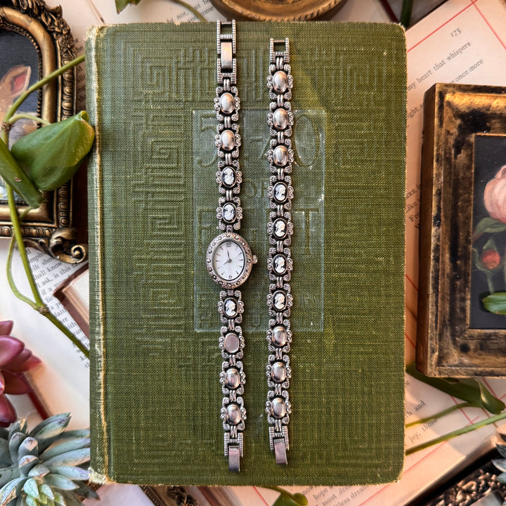 Silver Cameo Watch with Matching Bracelet