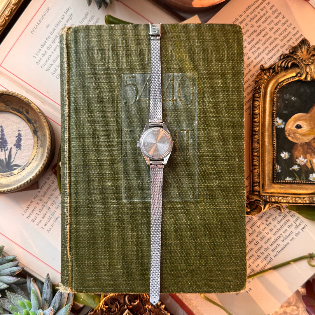 Silver Watch with Blue Face