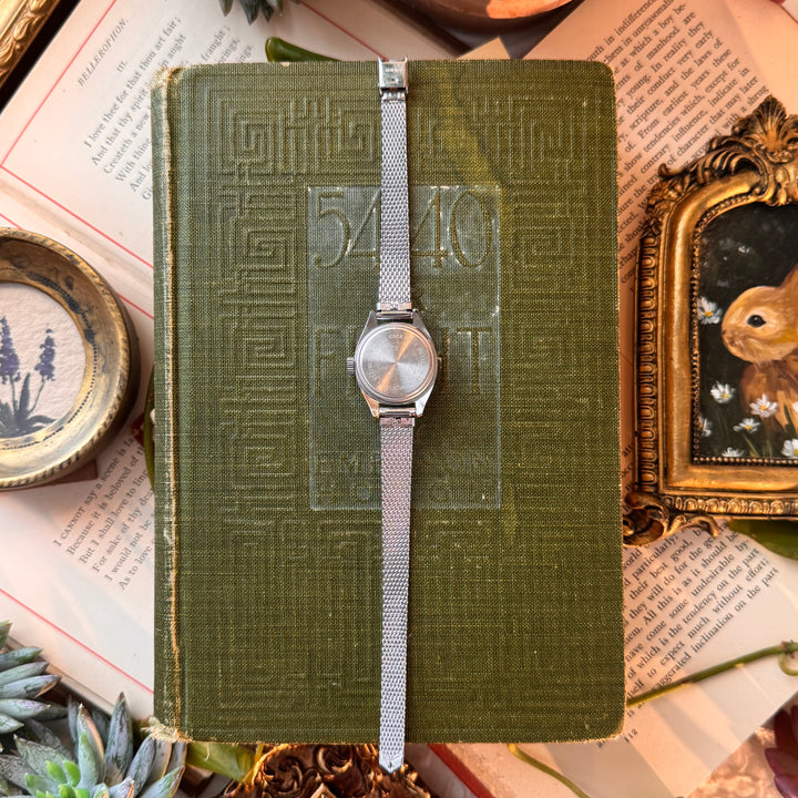 Silver Watch with Blue Face