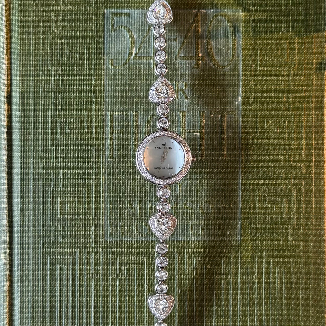 Silver Heart Rhinestones Watch