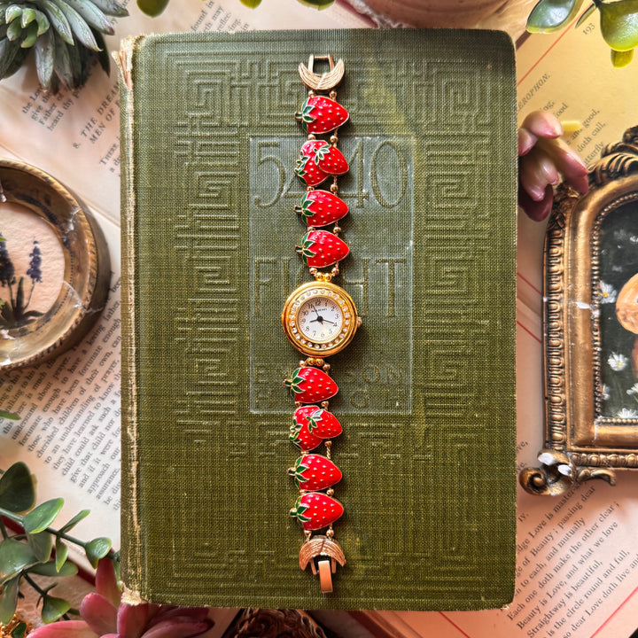 Gold Repurposed Strawberry Watch