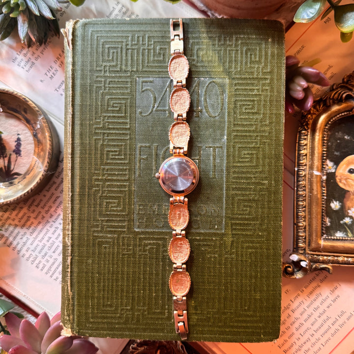 Gold Floral Enamel Watch