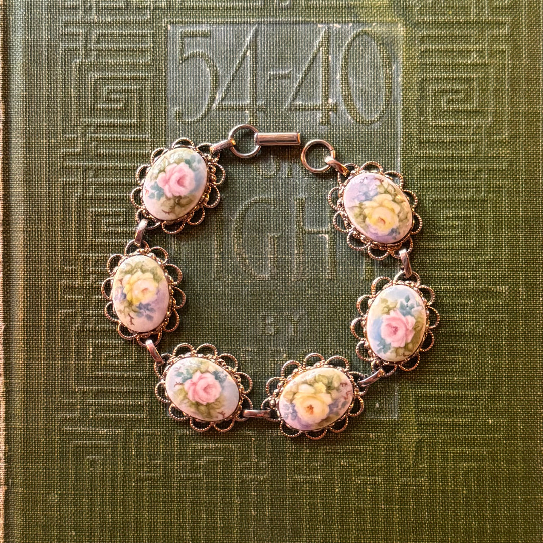 Gold Cabochon Floral Bracelet