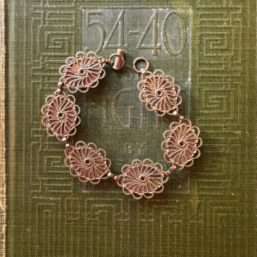 Gold Cabochon Floral Bracelet
